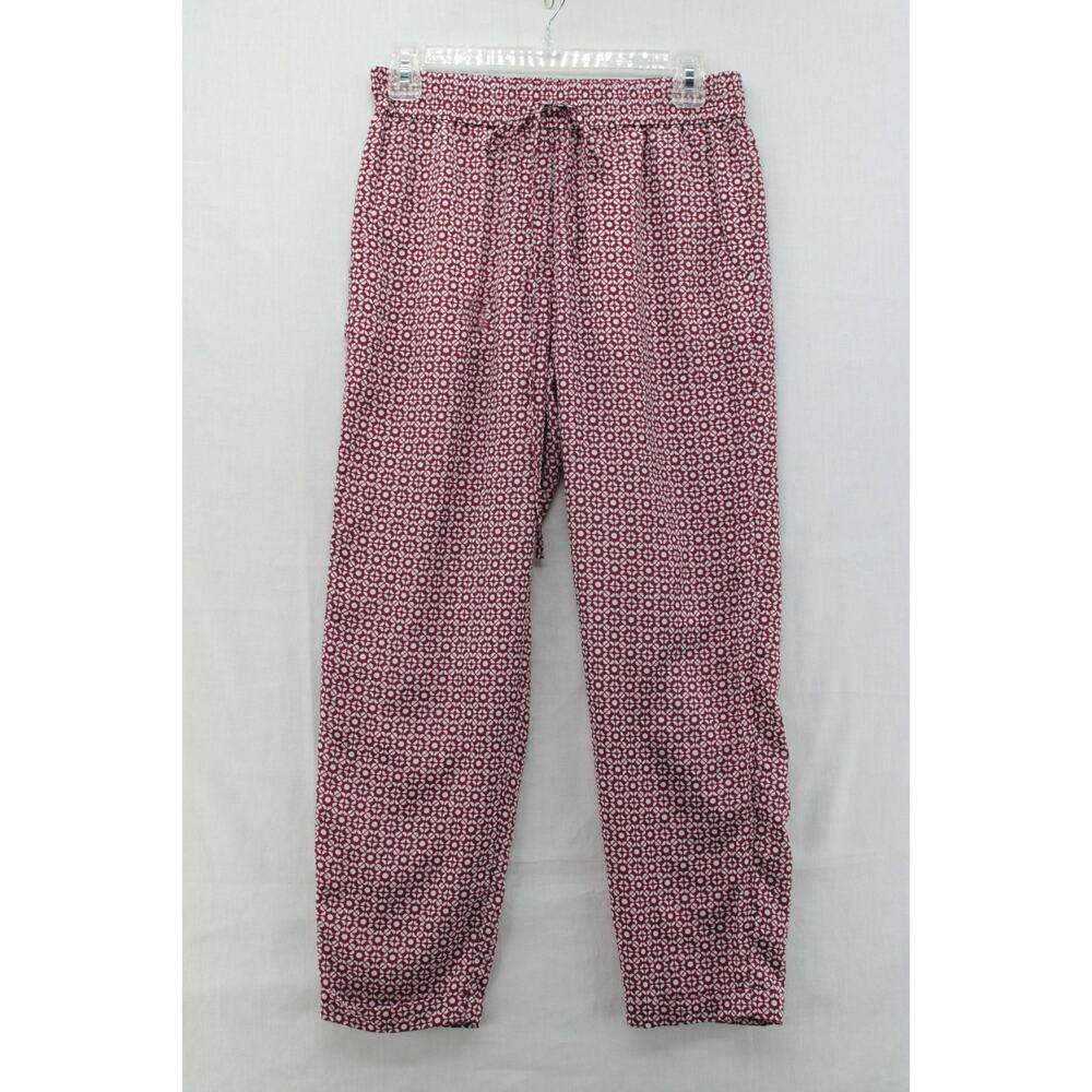 J. Crew Lounge Pants Womens 4 Red Geometric Cropped Cuffed Elastic Waist relaxed